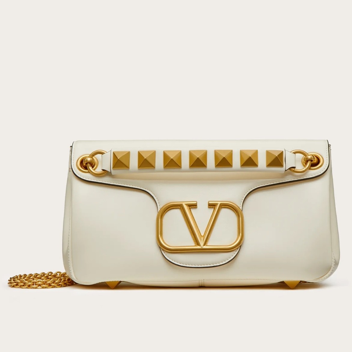 Va1e*ntin0 stud sign shoulder bag in white nappa leather