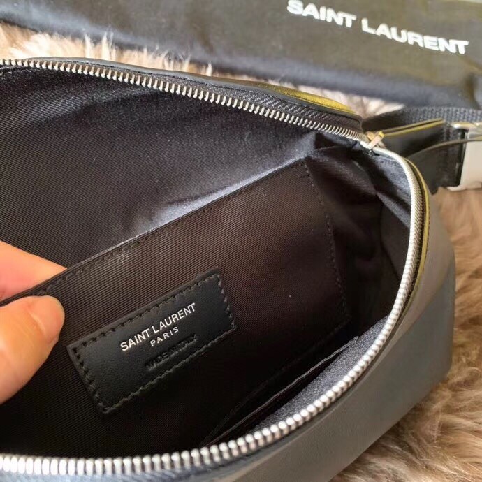 Sa**t Lau*nt classic belt bag in soft black leather