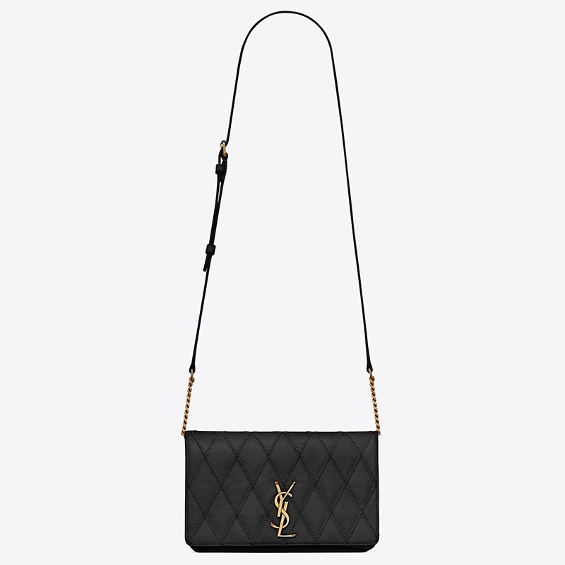 sa**t lau*nt angie chain bag in black Di*m*nd lambskin