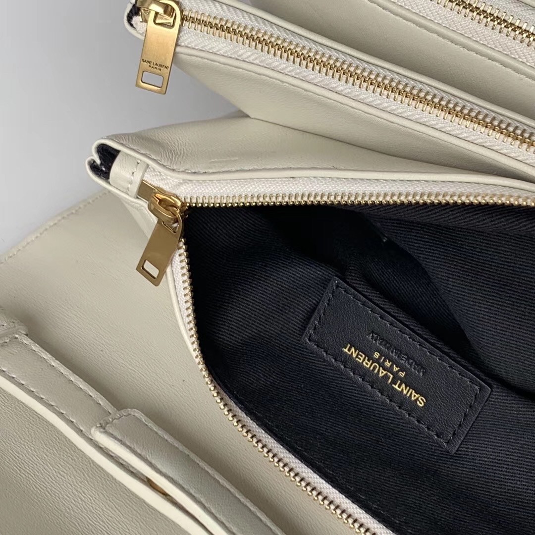 sa**t lau*nt angie chain bag in white Di*m*nd lambskin