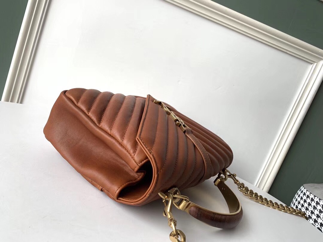 Sa**t Lau*nt college medium bag in brown matelasse leather