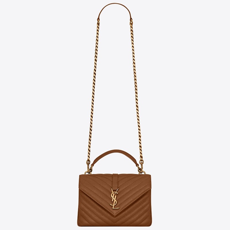Sa**t Lau*nt college medium bag in brown matelasse leather