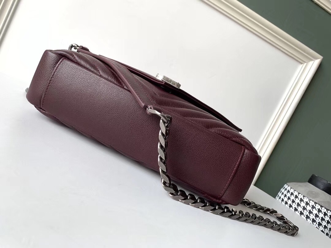 Sa**t Lau*nt college medium bag in burgundy matelasse leather