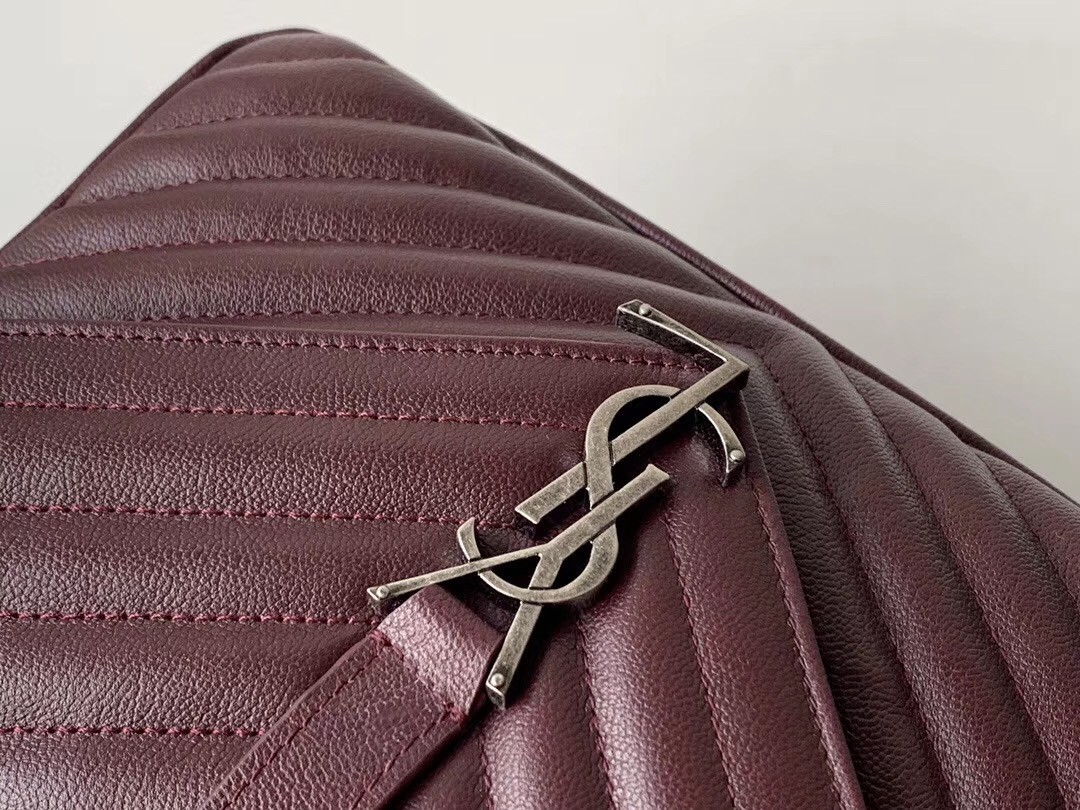 Sa**t Lau*nt college medium bag in burgundy matelasse leather