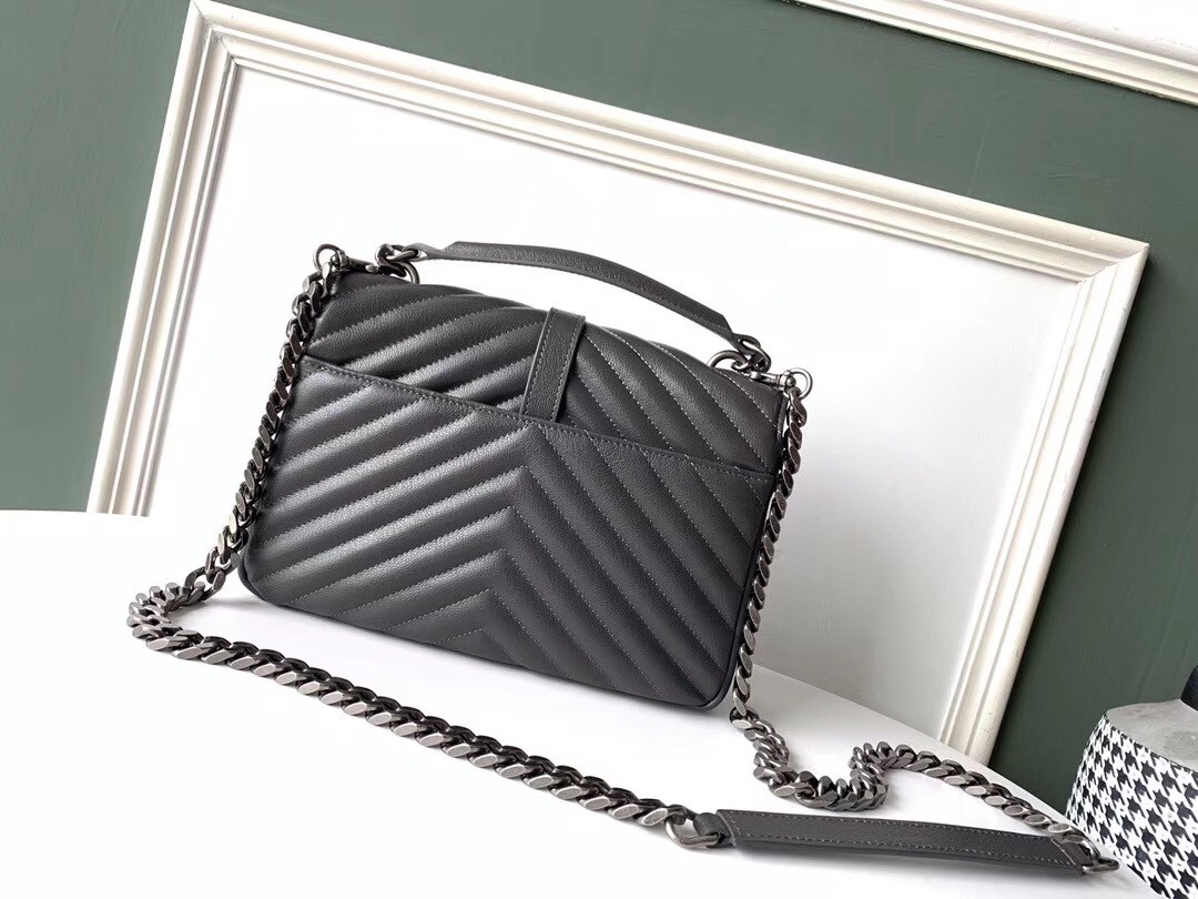 Sa**t Lau*nt college medium bag in grey matelasse leather