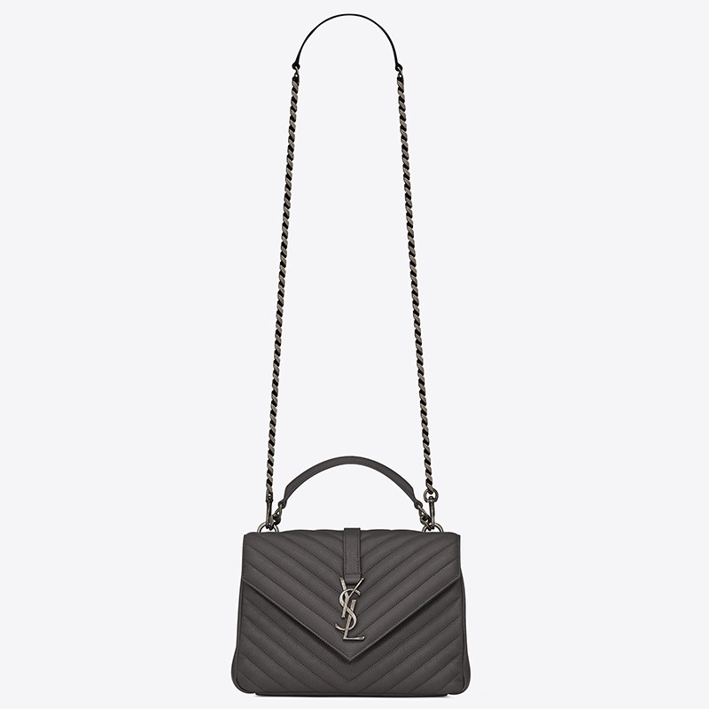 Sa**t Lau*nt college medium bag in grey matelasse leather