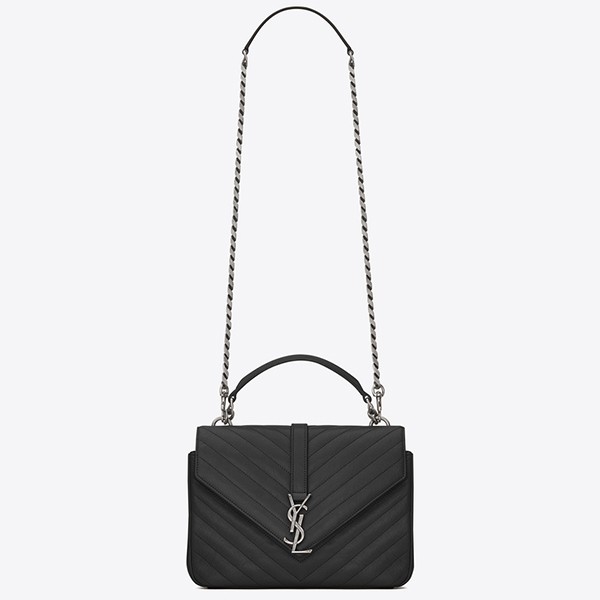 Sa**t Lau*nt college medium bag in black matelasse leather