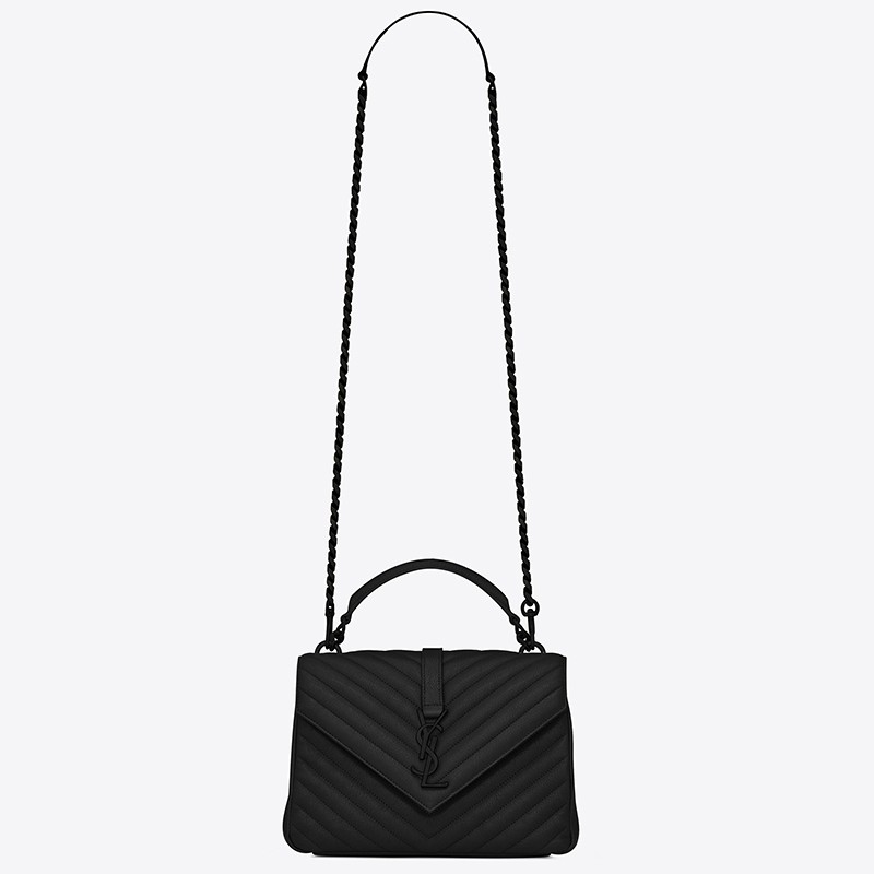 Sa**t Lau*nt college medium all black matelasse leather bag