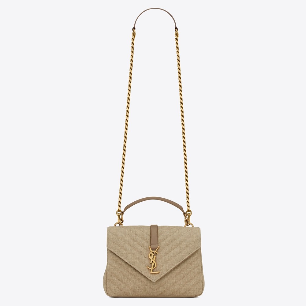 Sa**t Lau*nt college medium bag in linen canvas