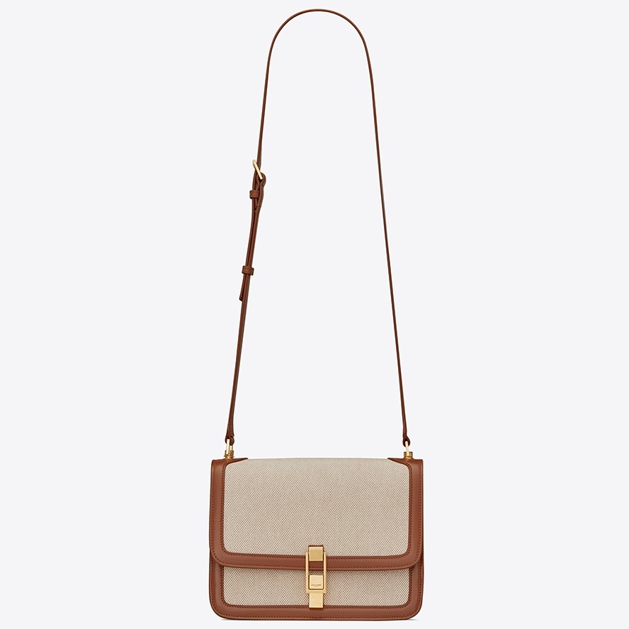 Sa**t Lau*nt carre satchel bag in beige canvas