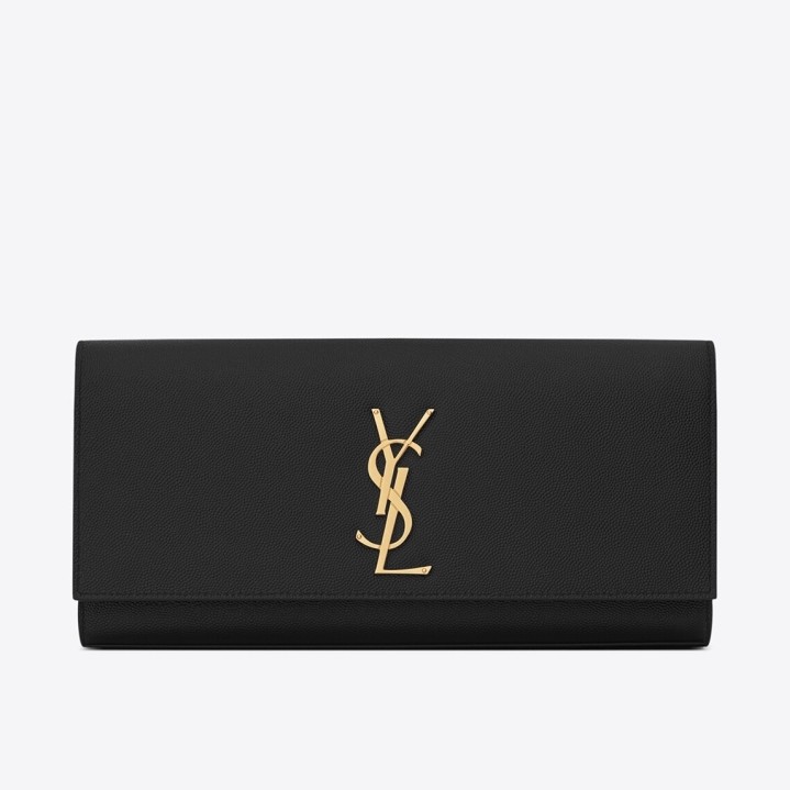 Sa**t Lau*nt kate clutch in black grained leather