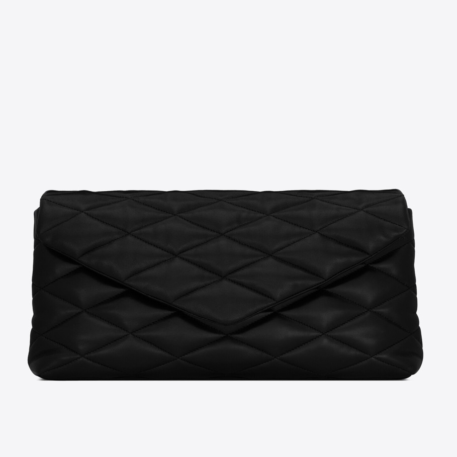 Sa**t Lau*nt sade puffer envelope clutch in black lambskin