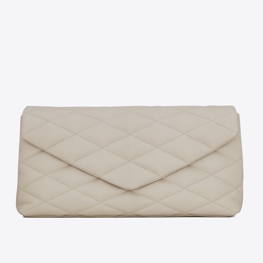 Sa**t Lau*nt sade puffer envelope clutch in white lambskin
