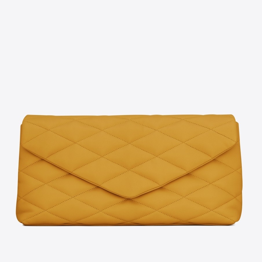Sa**t Lau*nt sade puffer envelope clutch in yellow lambskin