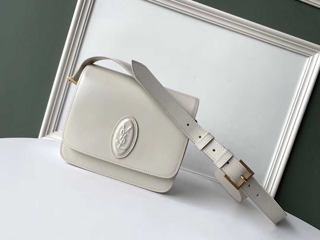 Sa**t Lau*nt le 61 small saddle bag in white leather
