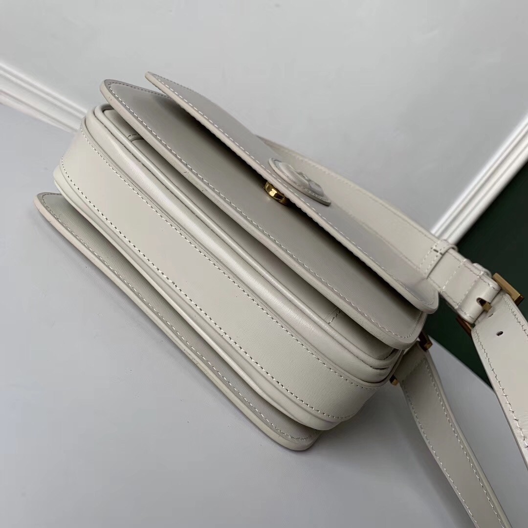 Sa**t Lau*nt le 61 small saddle bag in white leather