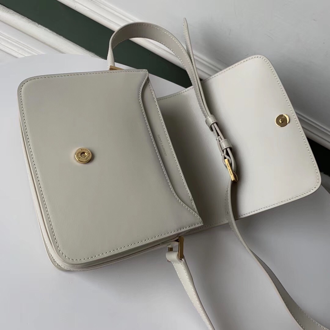 Sa**t Lau*nt le 61 small saddle bag in white leather