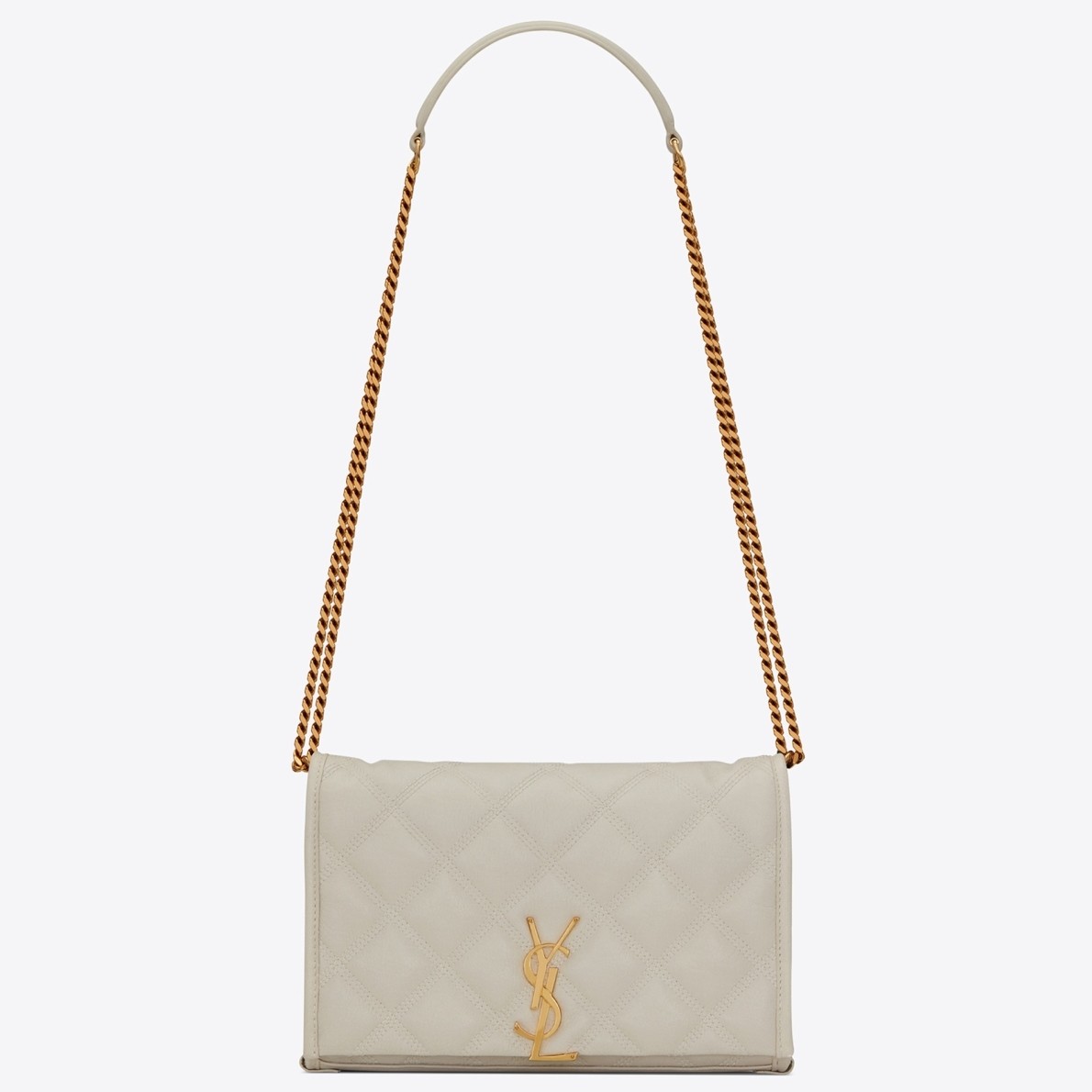 Sa**t Lau*nt woc becky chain wallet in white lambskin
