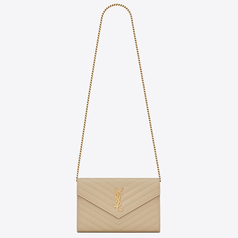 Sa**t Lau*nt woc monogram chain wallet in poudre leather