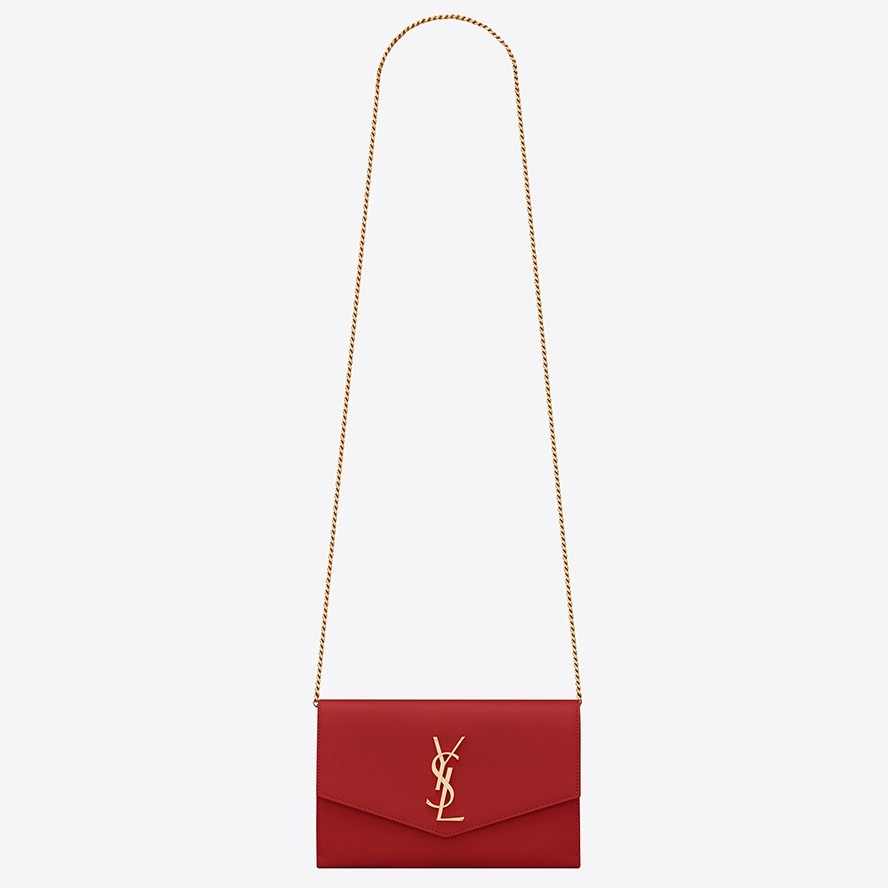 Sa**t Lau*nt woc uptown chain wallet in red leather