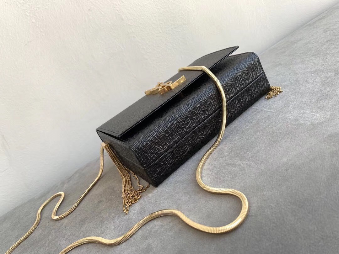 Sa**t Lau*nt kate box bag in black grained leather