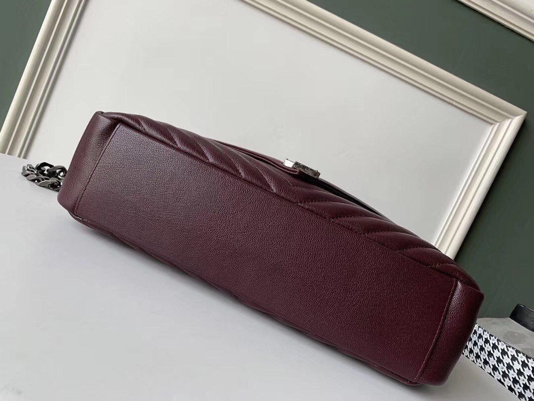 Sa**t Lau*nt college large bag in bordeaux matelasse leather