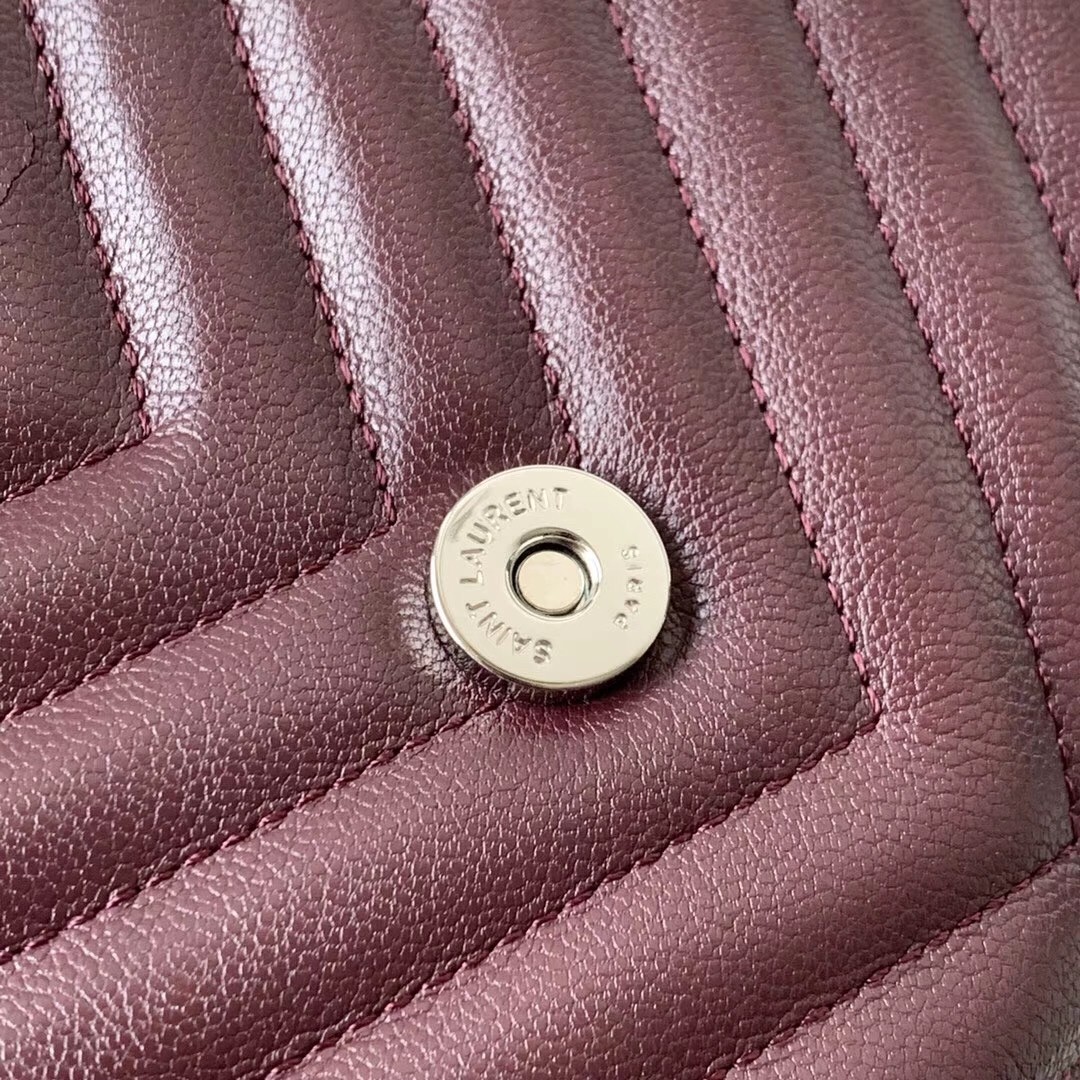 Sa**t Lau*nt college large bag in bordeaux matelasse leather