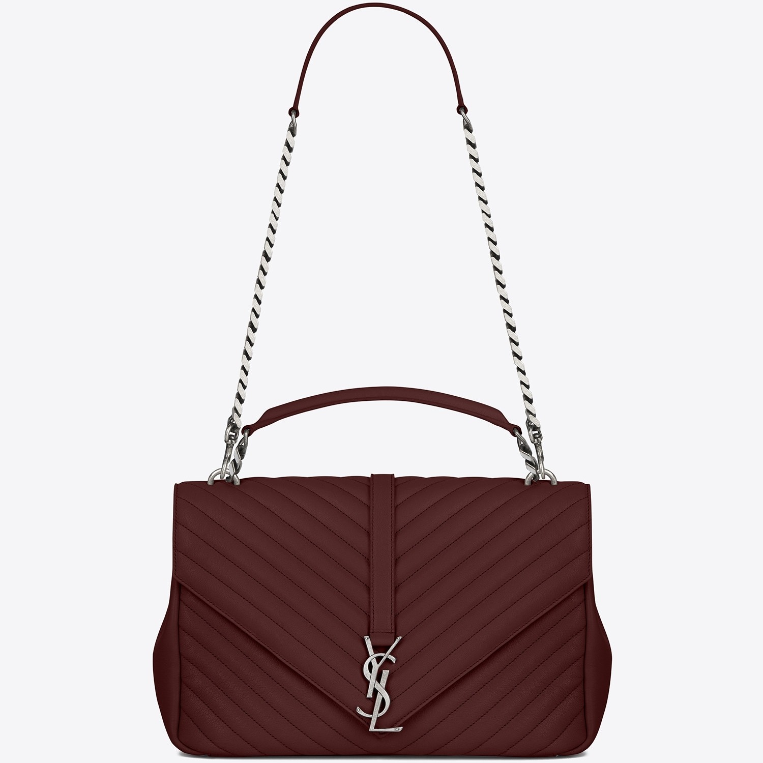 Sa**t Lau*nt college large bag in bordeaux matelasse leather
