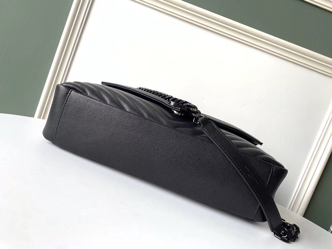 Sa**t Lau*nt college large all black matelasse leather bag