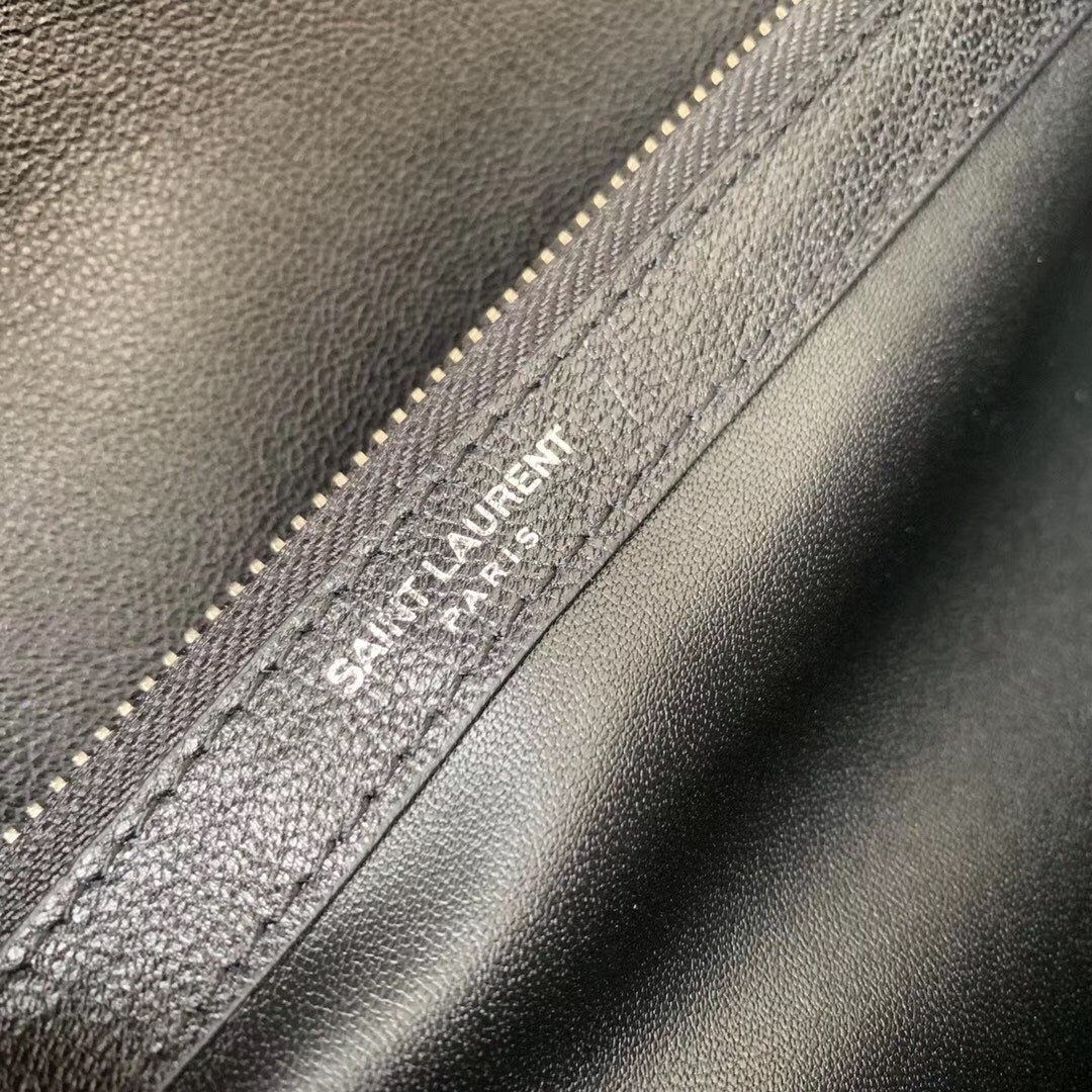 Sa**t Lau*nt college large all black matelasse leather bag