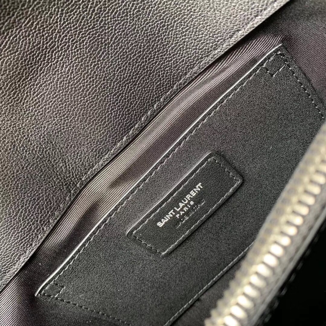 Sa**t Lau*nt college large all black matelasse leather bag