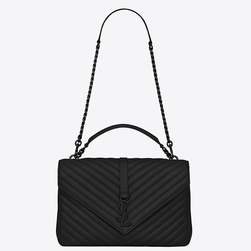 Sa**t Lau*nt college large all black matelasse leather bag