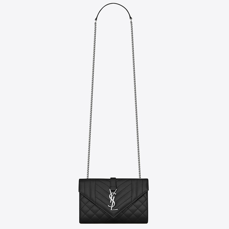 Sa**t Lau*nt small envelope bag in noir grained leather