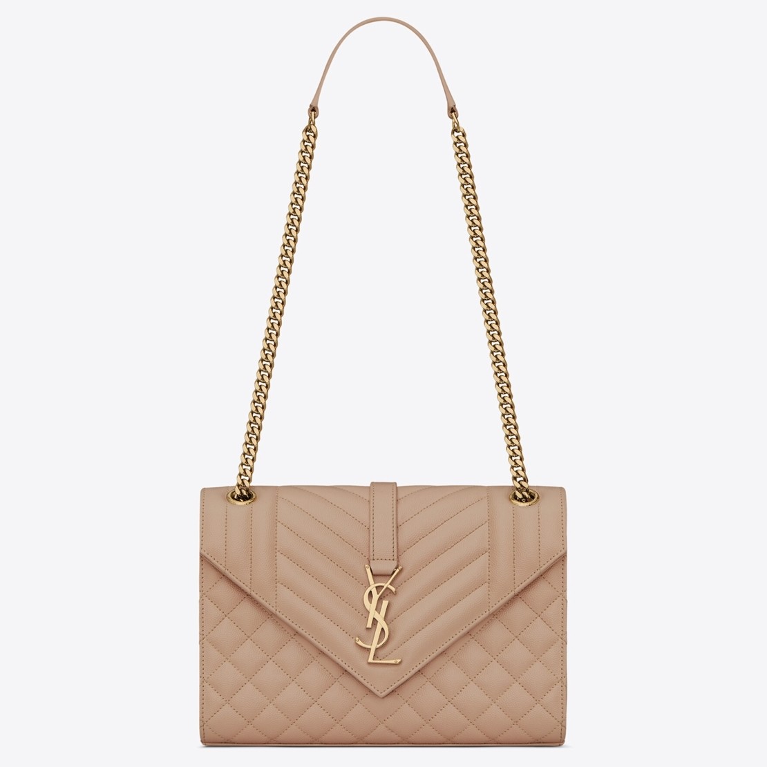 Sa**t Lau*nt medium envelope bag in beige grained leather