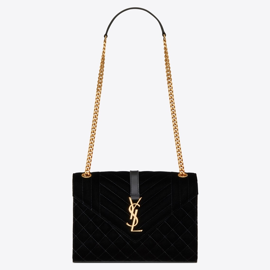 Sa**t Lau*nt medium envelope bag in black suede