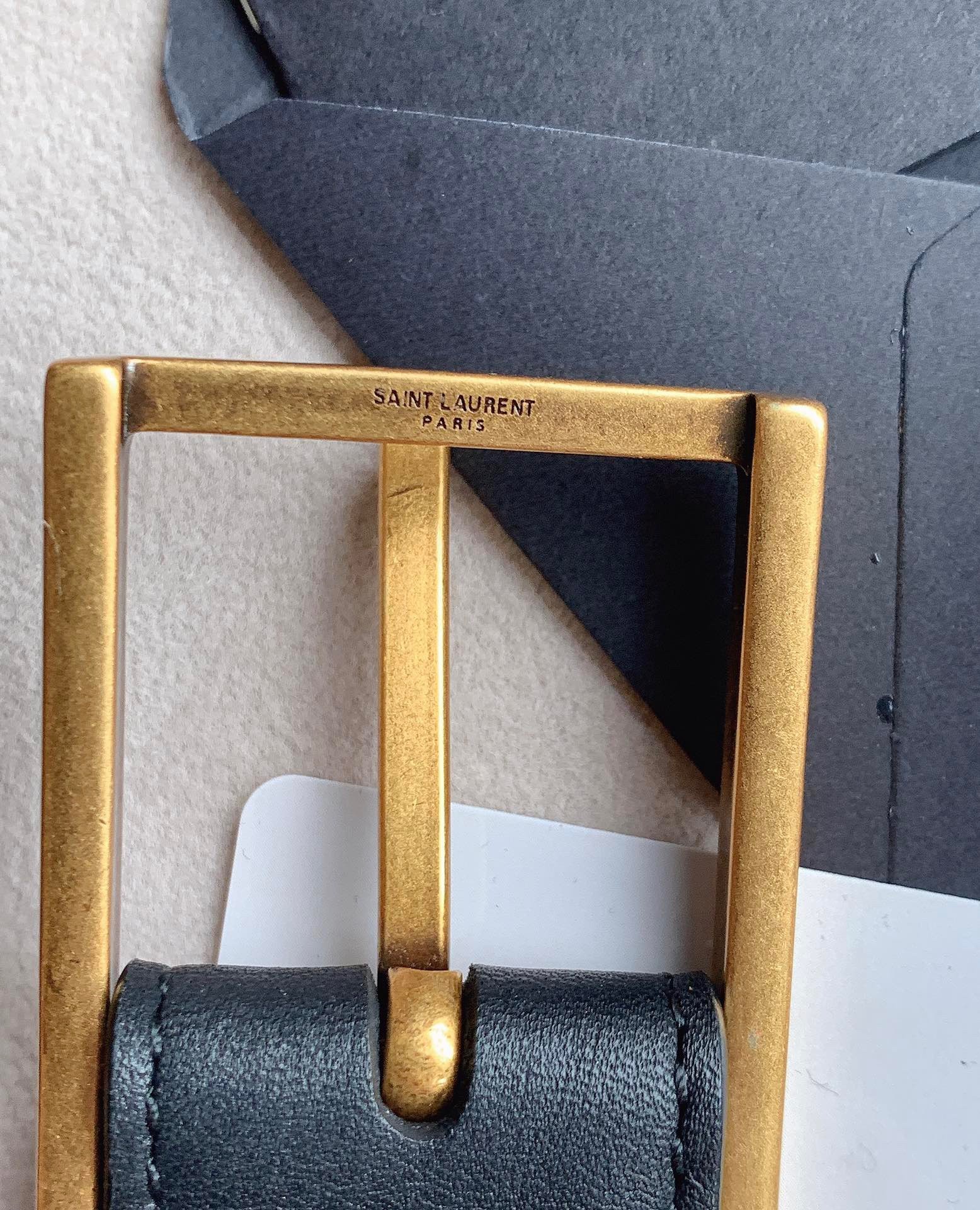 Sa**t Lau*nt new cassandre buckle belt 30mm in black leather