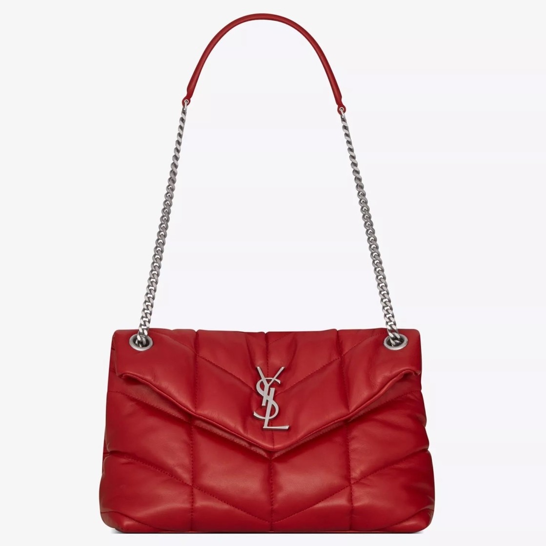 Sa**t Lau*nt loulou puffer small bag in red lambskin