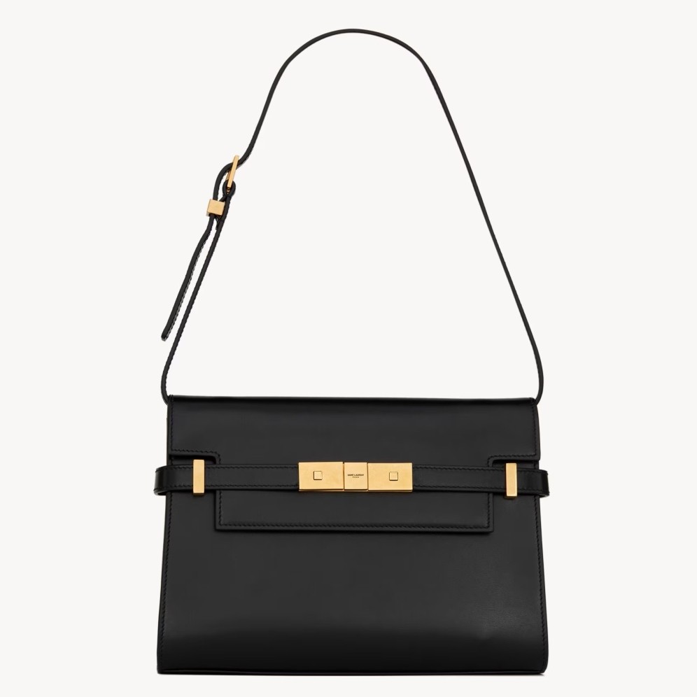 Sa**t Lau*nt manhattan small shoulder bag in black calfskin