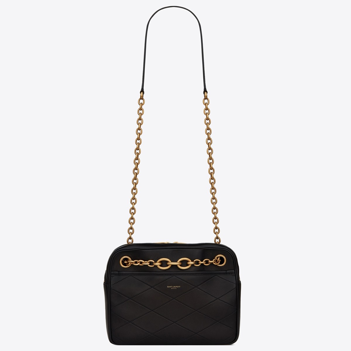 Sa**t Lau*nt le maillon small chain bag in black lambskin