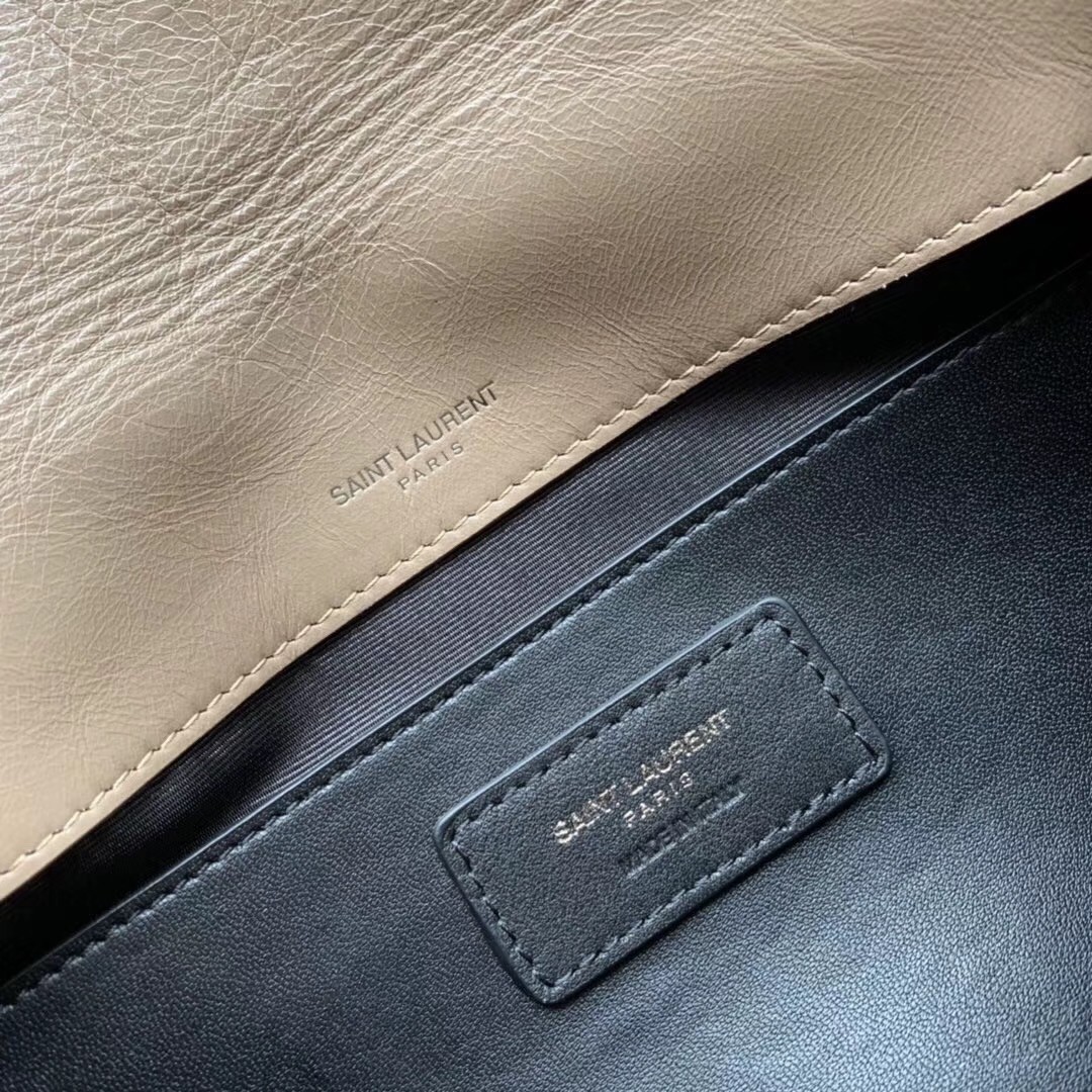 Sa**t Lau*nt baby niki chain bag in taupe crinkled leather