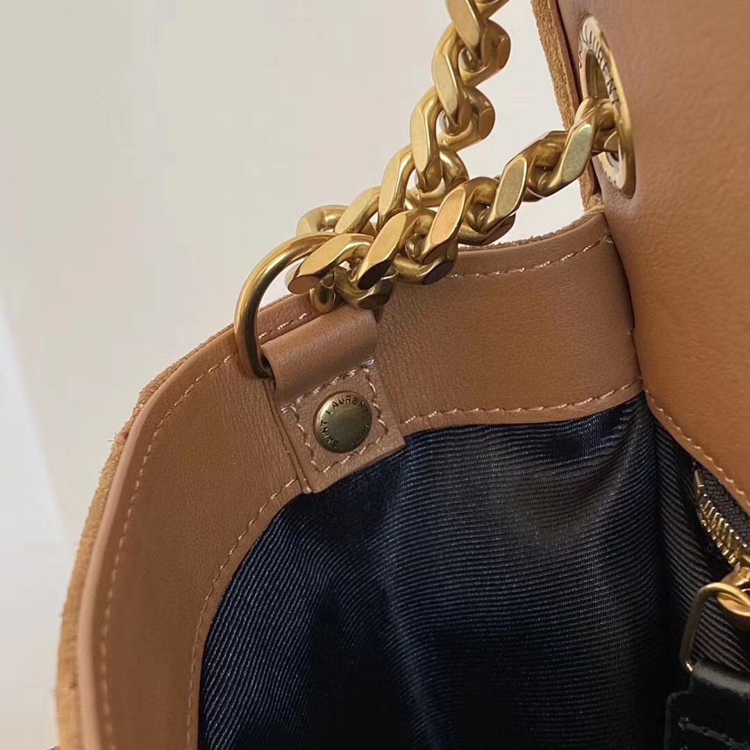 Sa**t Lau*nt medium niki bag in brown suede