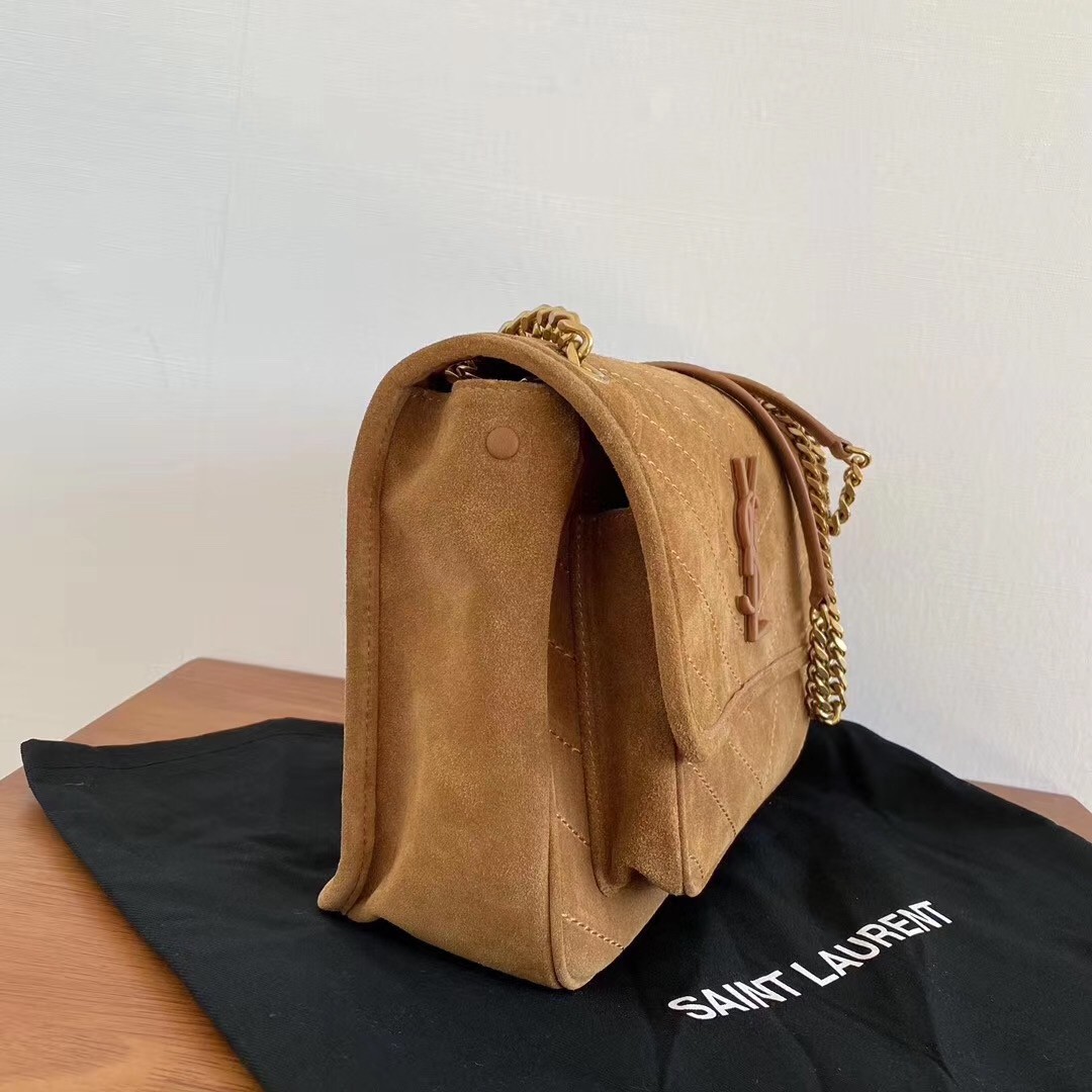 Sa**t Lau*nt medium niki bag in brown suede