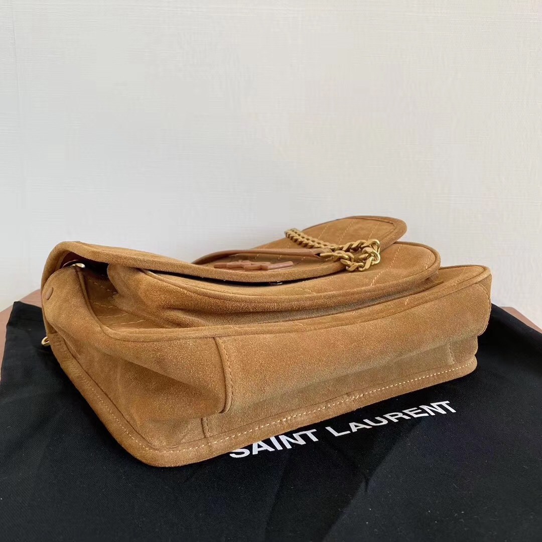 Sa**t Lau*nt medium niki bag in brown suede