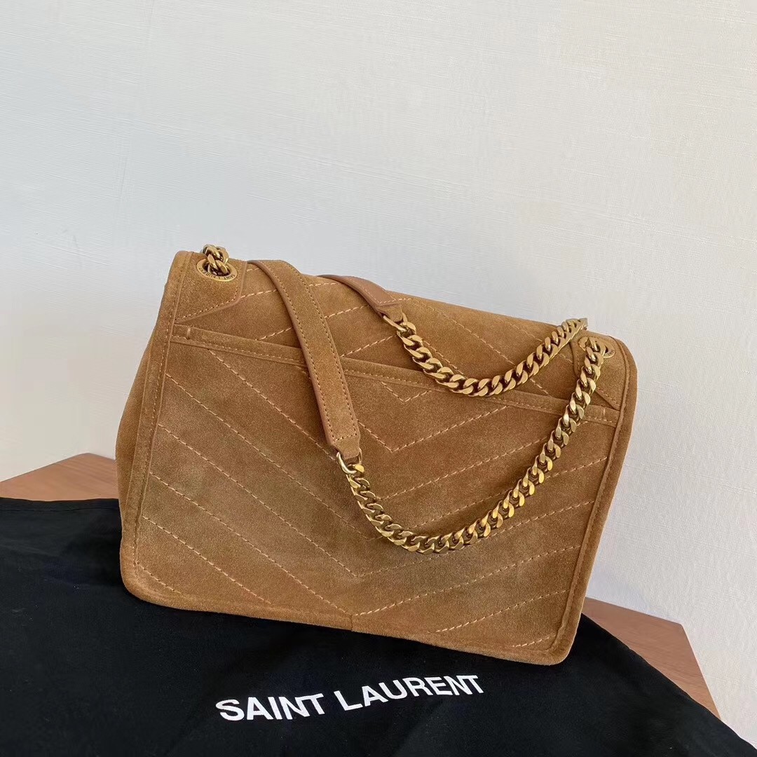 Sa**t Lau*nt medium niki bag in brown suede