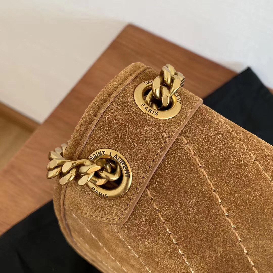 Sa**t Lau*nt medium niki bag in brown suede