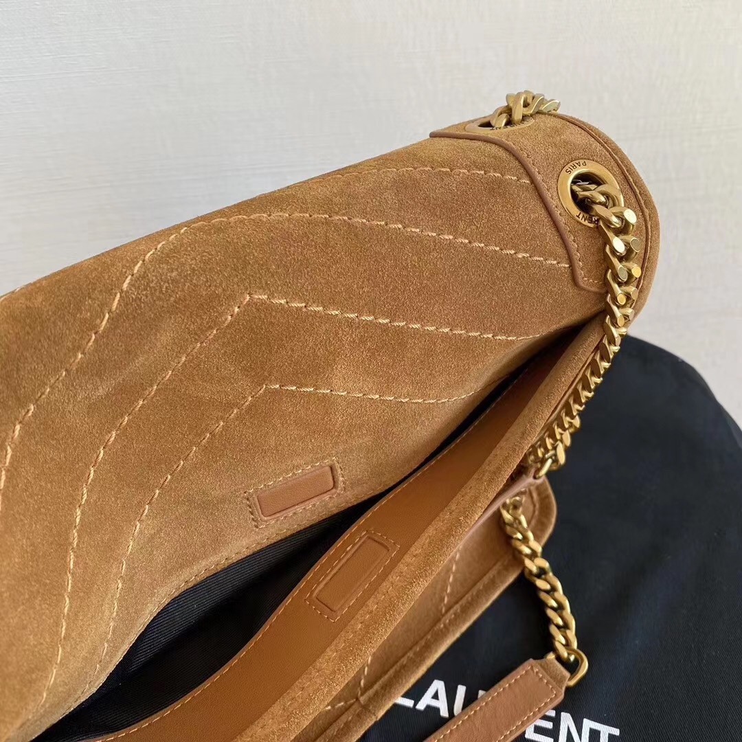 Sa**t Lau*nt medium niki bag in brown suede