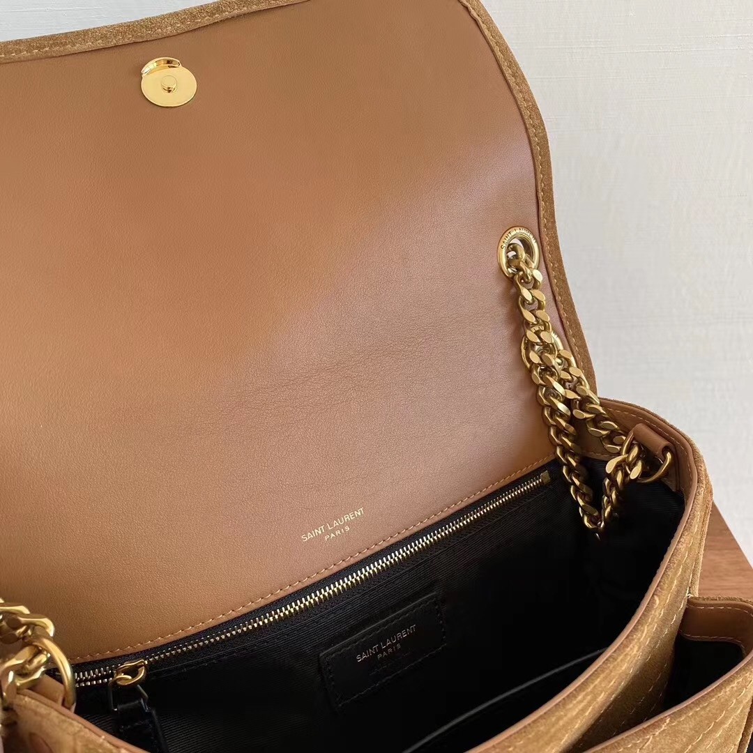 Sa**t Lau*nt medium niki bag in brown suede