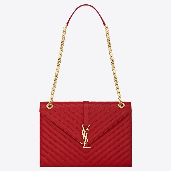 Sa**t Lau*nt envelope large bag in red quilted leather
