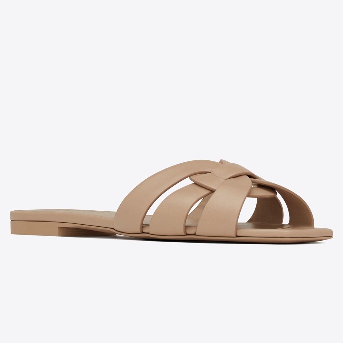 Sa**t Lau*nt tribute slides in beige calfskin
