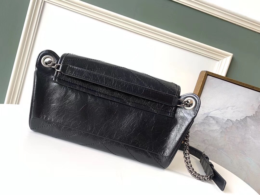 Sa**t Lau*nt niki body bag in black crinkled vintage leather